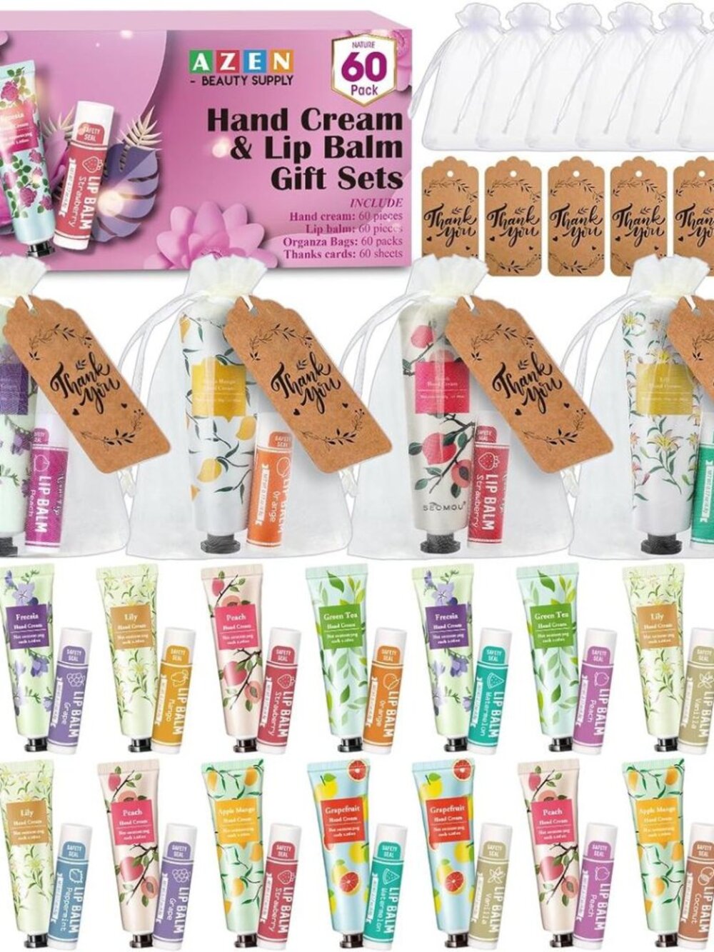 Guest FAVORS 60 Pack Hand Cream Lip Balm Gifts Wedding Bridal Shower Party Gift